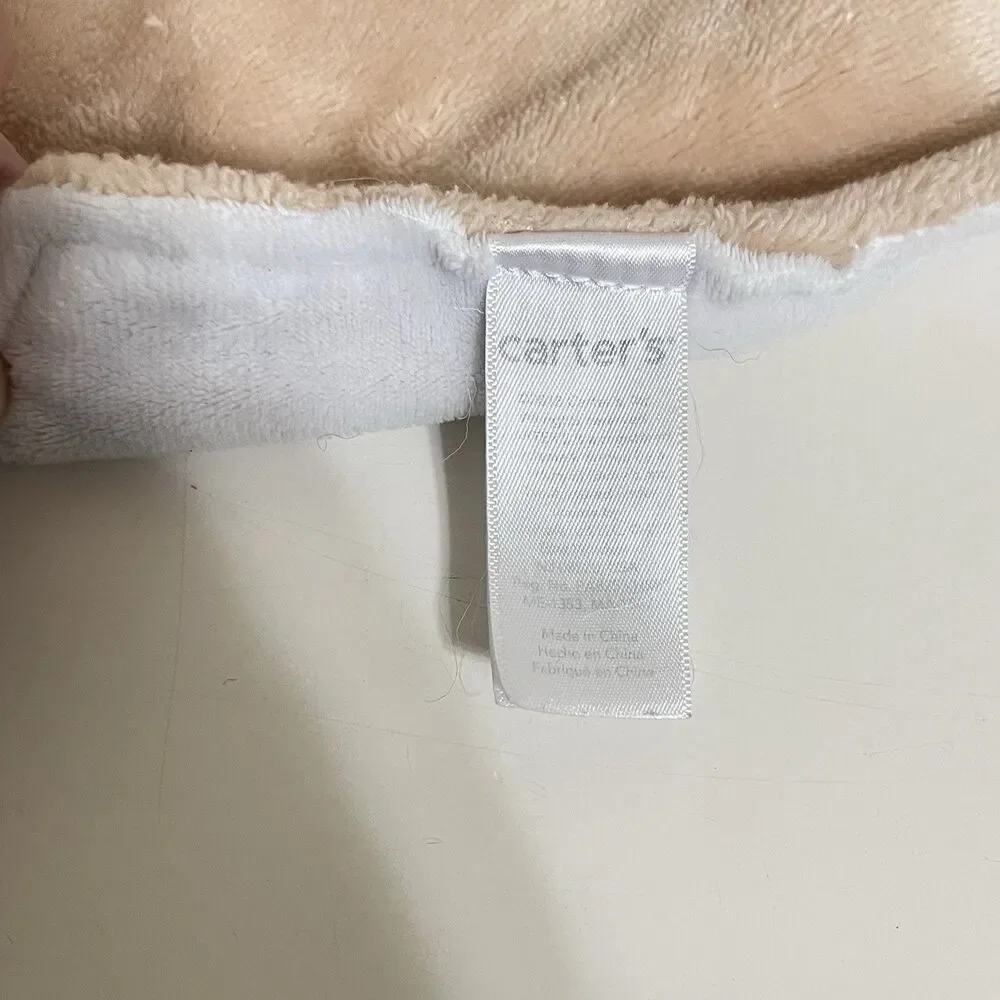 Carter's Tan Puppy Dog Security Blanket Lovey with Pacifier Holder Loop Lovie